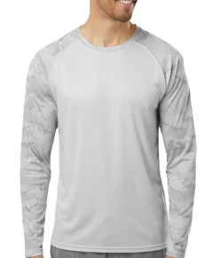 Nayked Apparel Shirts>Men'S Cayman Performance Upf Camo Colorblock Long Sleeve T-Shirt