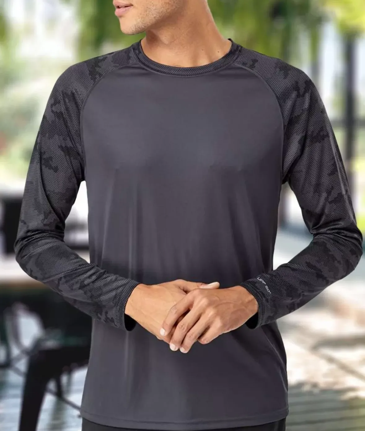 Nayked Apparel T-Shirts>Men'S Cayman Performance Upf Camo Colorblock Long Sleeve T-Shirt