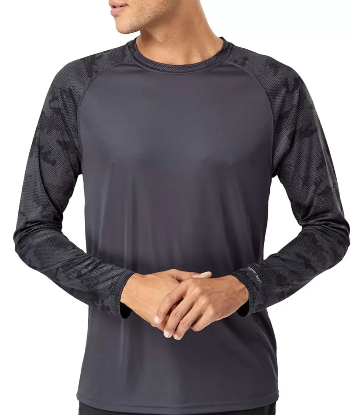 Nayked Apparel T-Shirts>Men'S Cayman Performance Upf Camo Colorblock Long Sleeve T-Shirt