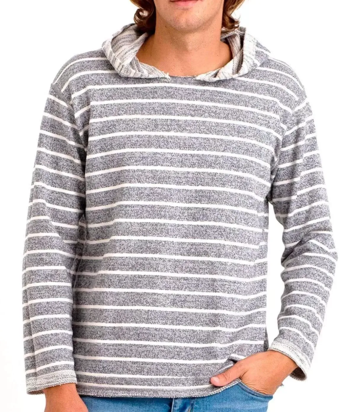 Nayked Apparel Shirts>Men'S Cotton/Poly Striped French Terry Hoodie/Discontinued