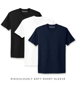 Nayked Apparel T-Shirts>Men'S 3Pk Ridiculously Soft Short Sleeve Crew Neck 100% Cotton T-Shirt Favorites