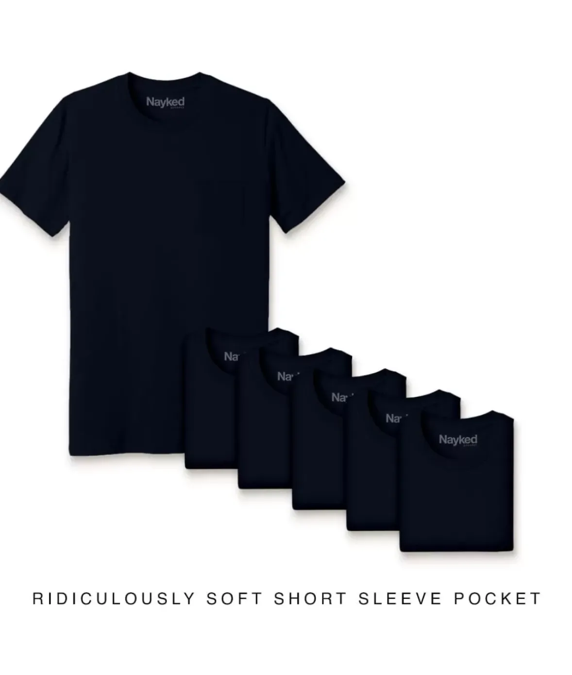 Nayked Apparel T-Shirts>Men'S 6Pk Ridiculously Soft 100% Cotton Pocket T-Shirt