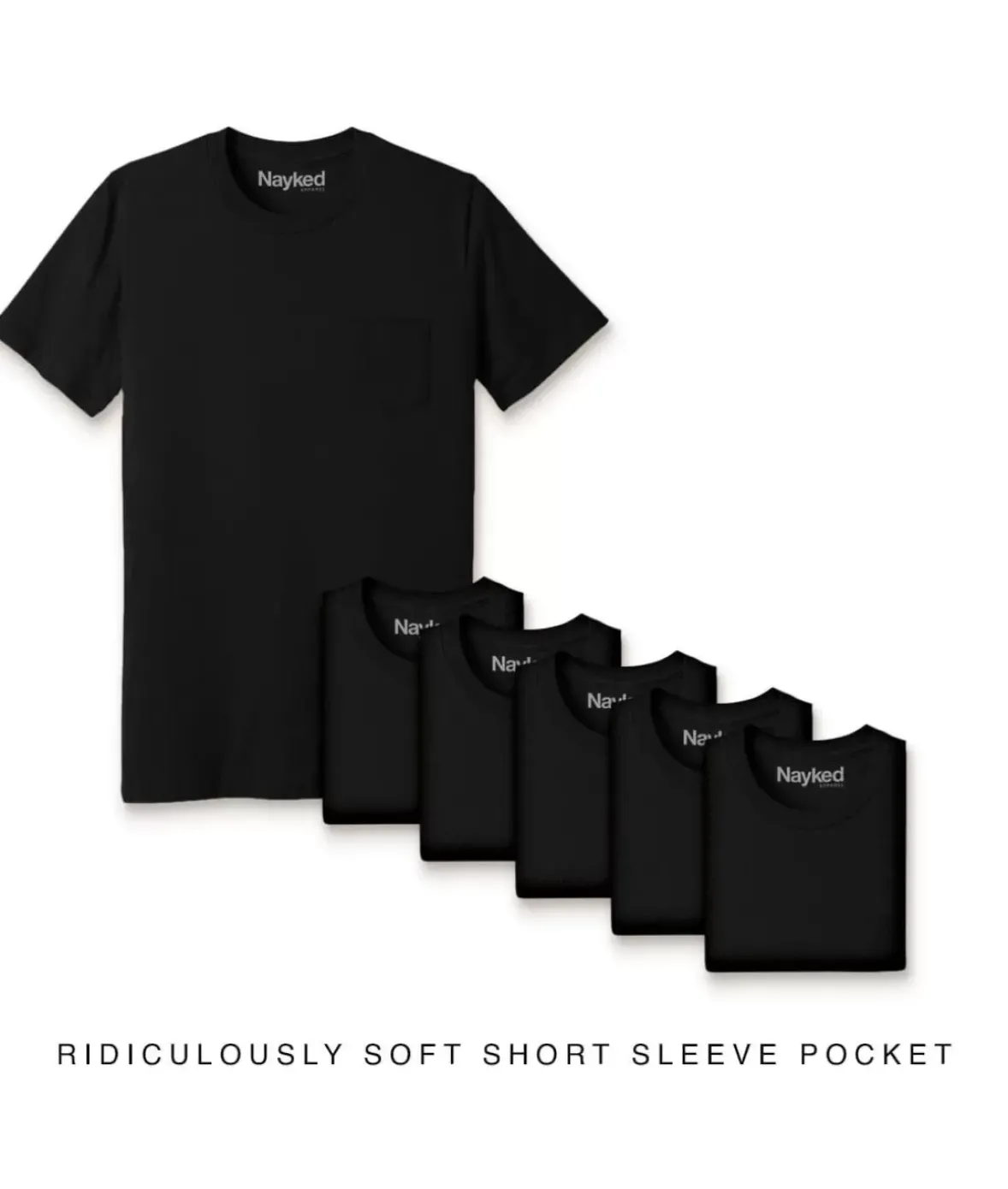 Nayked Apparel T-Shirts>Men'S 6Pk Ridiculously Soft 100% Cotton Pocket T-Shirt