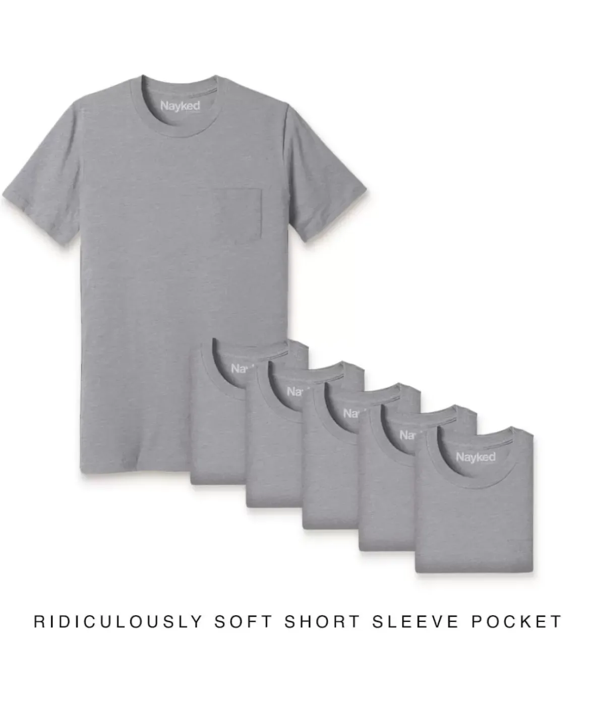 Nayked Apparel T-Shirts>Men'S 6Pk Ridiculously Soft 100% Cotton Pocket T-Shirt
