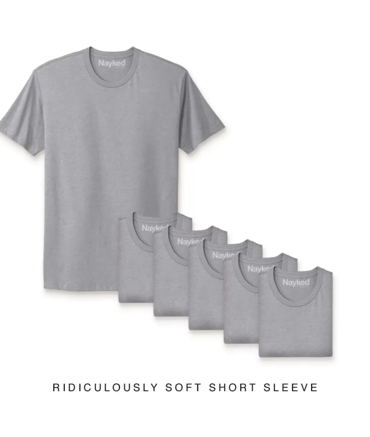 Nayked Apparel T-Shirts>Men'S 6Pk Ridiculously Soft Short Sleeve Crew Neck 100% Cotton T-Shirt