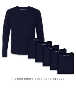 Nayked Apparel Shirts>Men'S 6Pk Ridiculously Soft Long Sleeve 100% Cotton T-Shirt