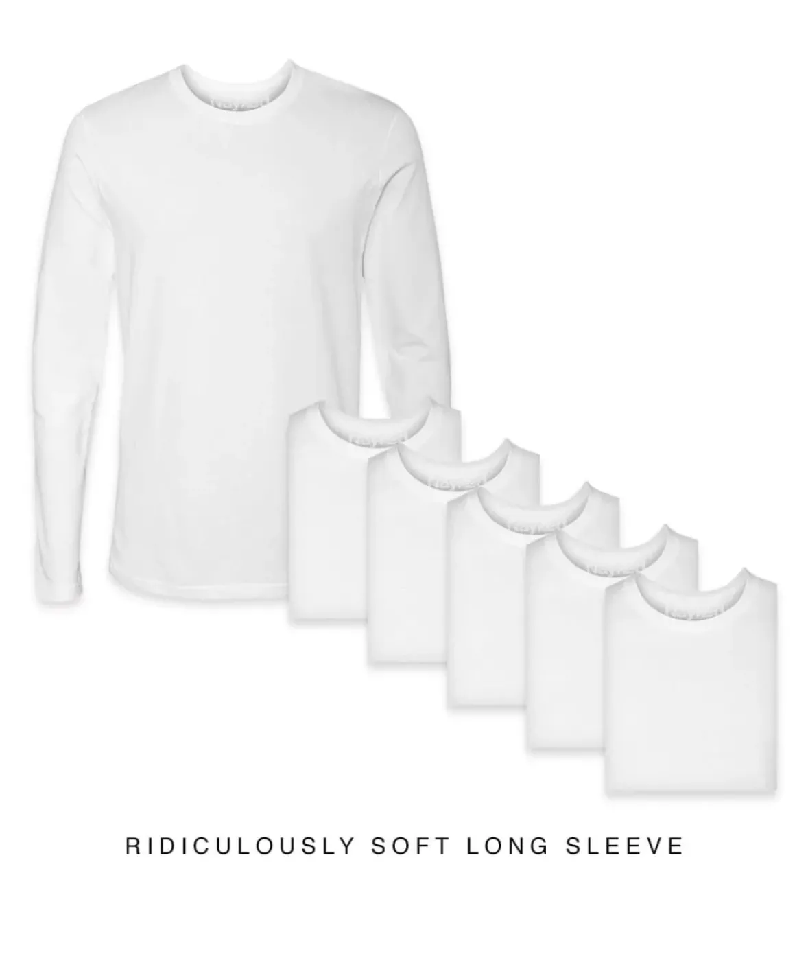 Nayked Apparel Shirts>Men'S 6Pk Ridiculously Soft Long Sleeve 100% Cotton T-Shirt