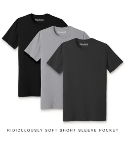Nayked Apparel T-Shirt Packs>Men'S 3Pk Ridiculously Soft 100% Cotton Pocket T-Shirt Favorites