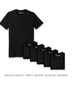 Nayked Apparel Shirts>Men'S 6Pk Ridiculously Soft 100% Cotton Pocket T-Shirt