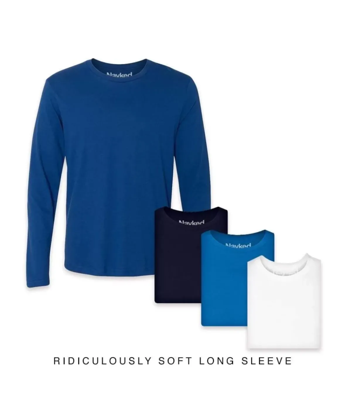 Nayked Apparel Shirts>Men'S 4Pk Ridiculously Soft Long Sleeve 100% Cotton T-Shirt