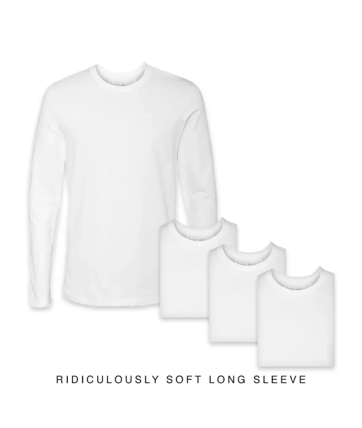 Nayked Apparel Shirts>Men'S 4Pk Ridiculously Soft Long Sleeve 100% Cotton T-Shirt