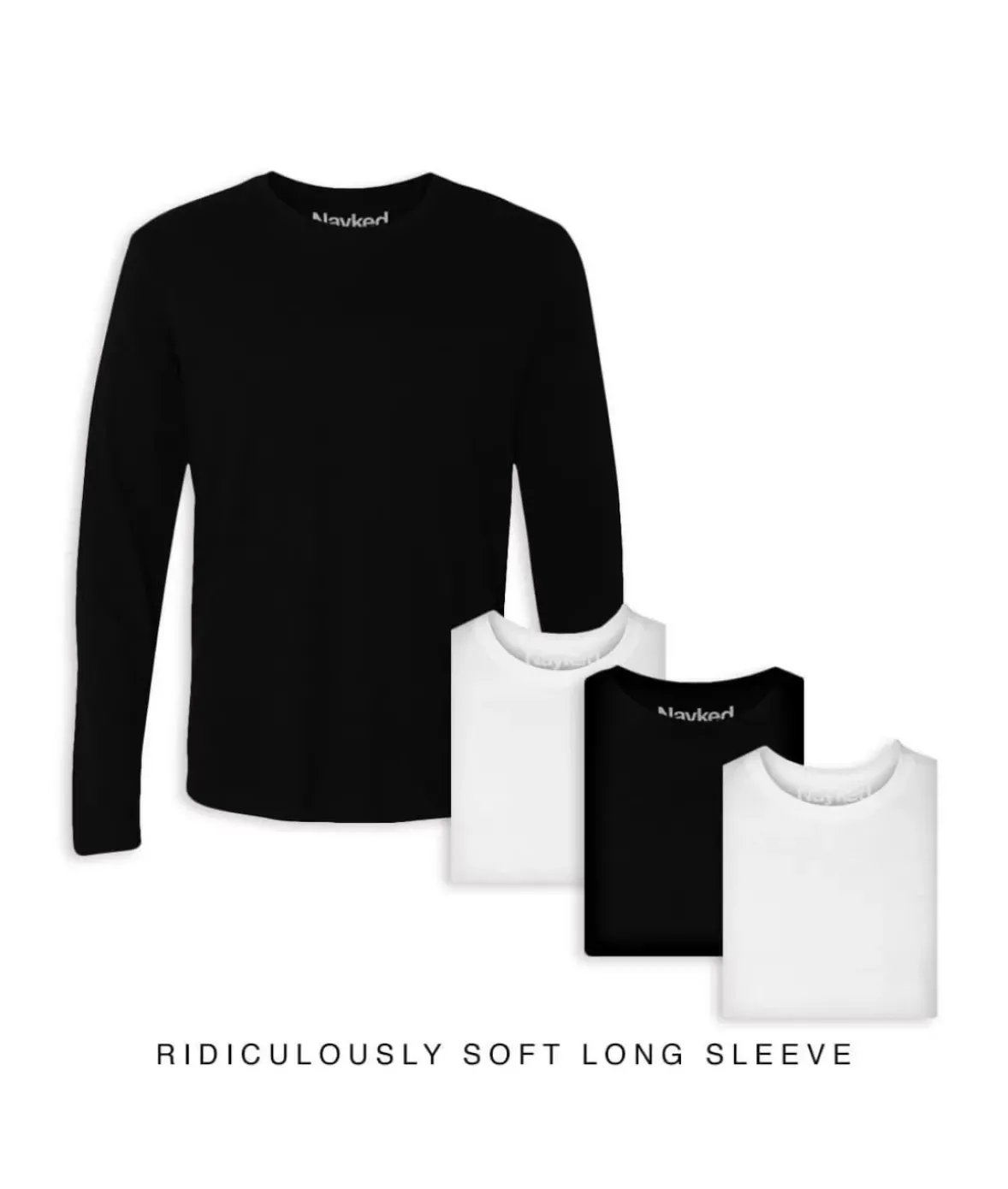 Nayked Apparel T-Shirts>Men'S 4Pk Ridiculously Soft Long Sleeve 100% Cotton T-Shirt