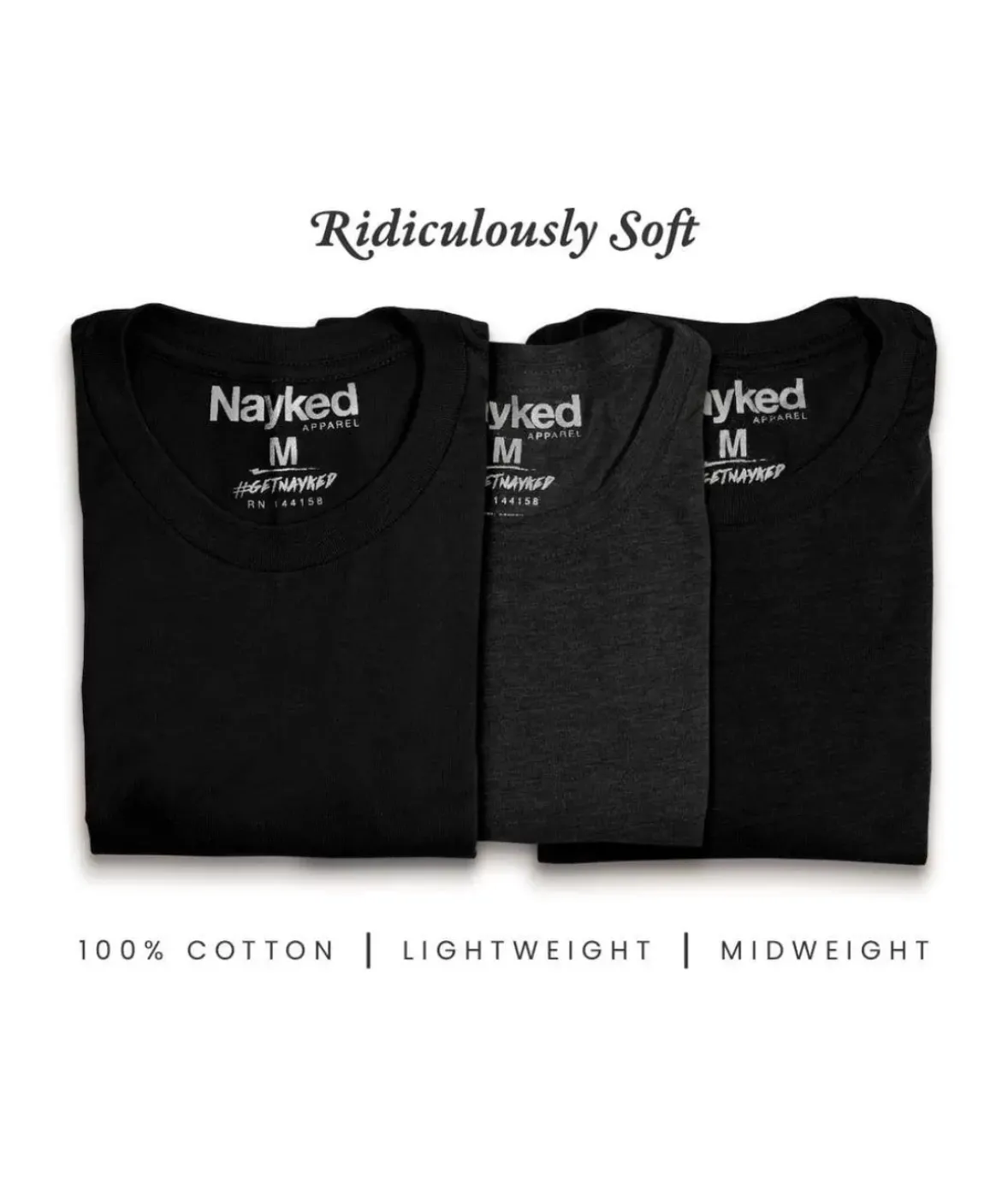 Nayked Apparel Shirts>Men'S 3Pk Tri-Nayked Short Sleeve Crew Neck T-Shirts