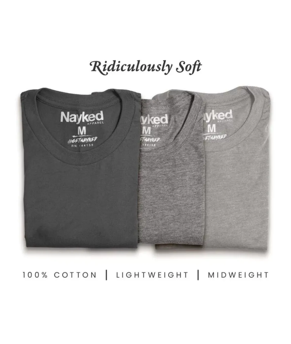 Nayked Apparel Shirts>Men'S 3Pk Tri-Nayked Short Sleeve Crew Neck T-Shirts