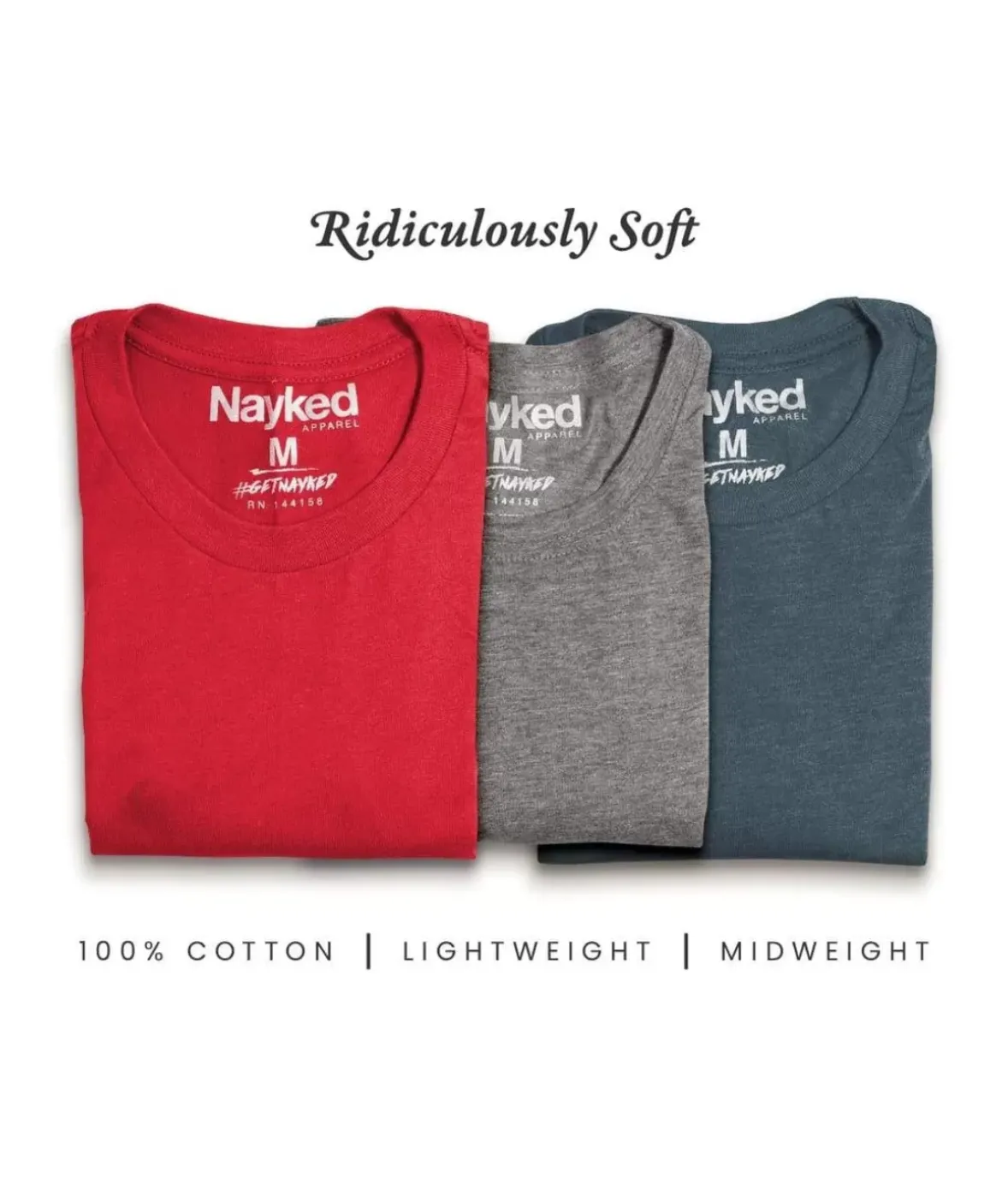 Nayked Apparel Shirts>Men'S 3Pk Tri-Nayked Short Sleeve Crew Neck T-Shirts