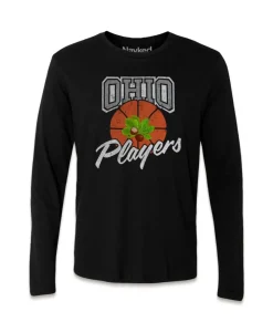 Nayked Apparel T-Shirts>Men'S Ridiculously Soft 100% Cotton Long Sleeve Graphic Tee | Ohio Players (Buckeye Leaf) Black