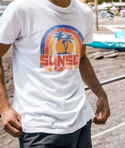 Nayked Apparel T-Shirts>Men'S Ridiculously Soft 100% Cotton Graphic Tee | Sunset Surfing
