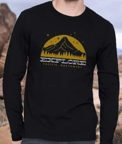 Nayked Apparel T-Shirts>Men'S Ridiculously Soft Cotton Long Sleeve Graphic Tee | Explore