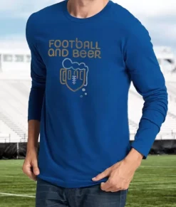 Nayked Apparel T-Shirts>Men'S Ridiculously Soft Cotton Long Sleeve Graphic Tee | Football And Beer