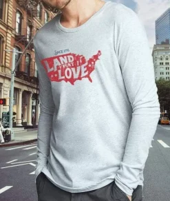 Nayked Apparel Shirts>Men'S Ridiculously Soft Lightweight Long Sleeve Graphic Tee | Land That I Love