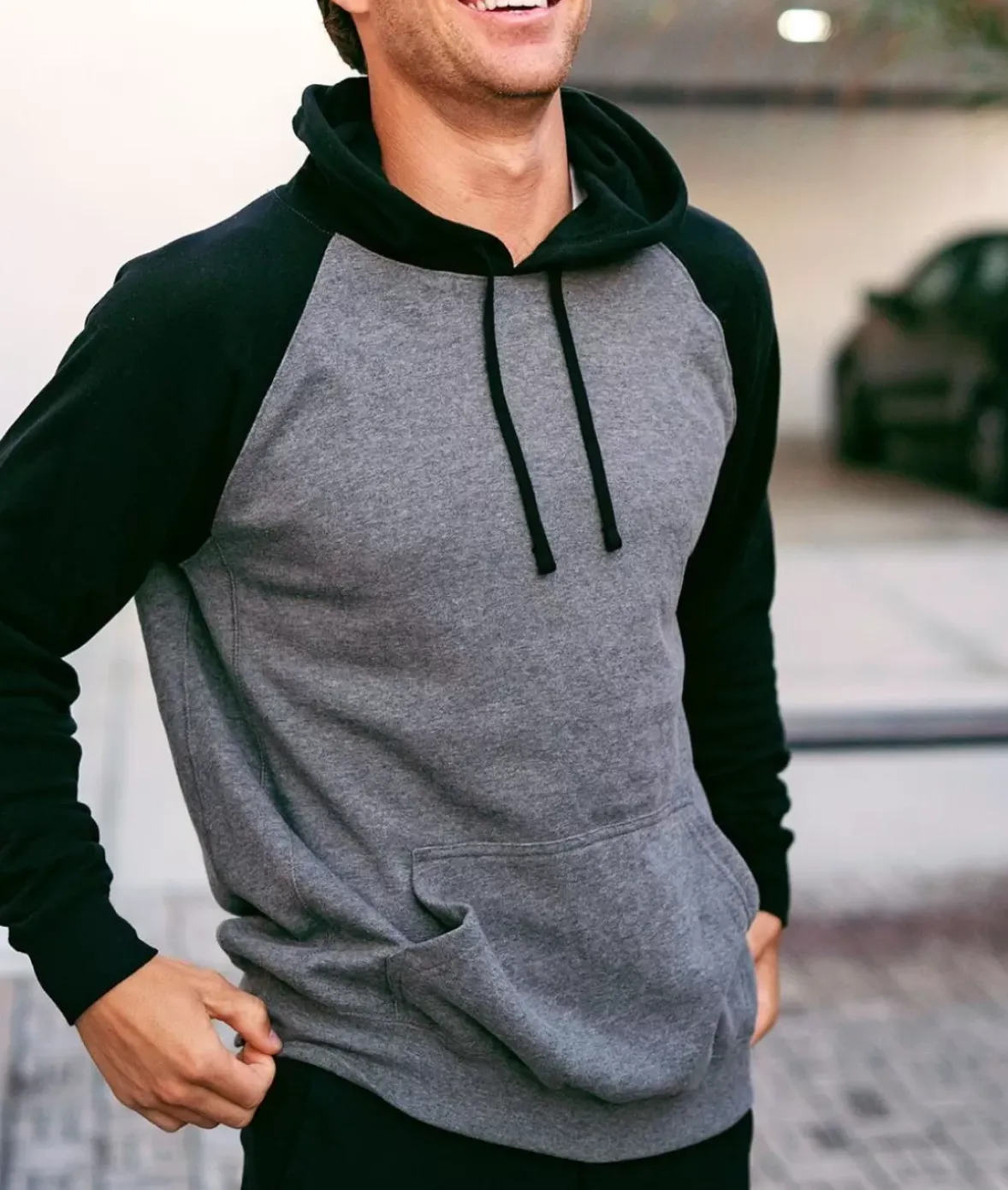 Nayked Apparel Workout Wear>Men'S Ridiculously Soft Midweight Raglan Colorblocked Hooded Sweatshirt
