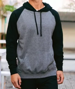 Nayked Apparel Shirts>Men'S Ridiculously Soft Midweight Raglan Colorblocked Hooded Sweatshirt