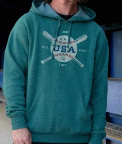 Nayked Apparel Hoodies & Sweatshirts>Men'S Ridiculously Soft Midweight Raglan Hooded Sweatshirt | Vintage Baseball Graphic