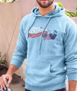 Nayked Apparel Hoodies & Sweatshirts>Men'S Ridiculously Soft Midweight Raglan Hooded Graphic Sweatshirt | Honor And Remember