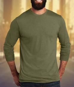 Nayked Apparel Shirts>Men'S Ridiculously Soft Recycled Lightweight Long Sleeve T-Shirt