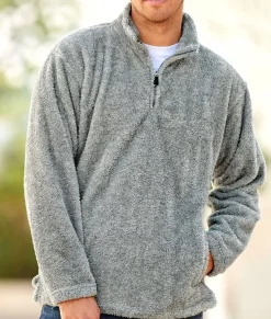 Nayked Apparel Outerwear>Men'S Ridiculously Soft Shag Sherpa Quarter-Zip Pullover