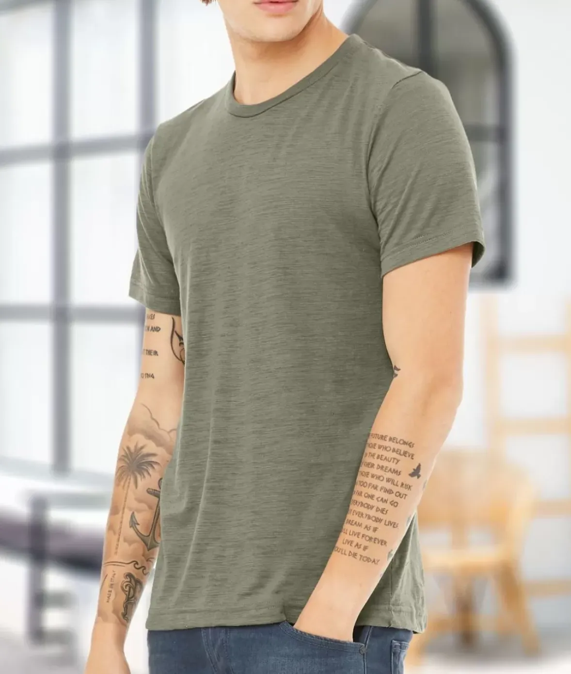 Nayked Apparel Shirts>Men'S Soft Slub Jersey Short Sleeve Crew Neck T-Shirt