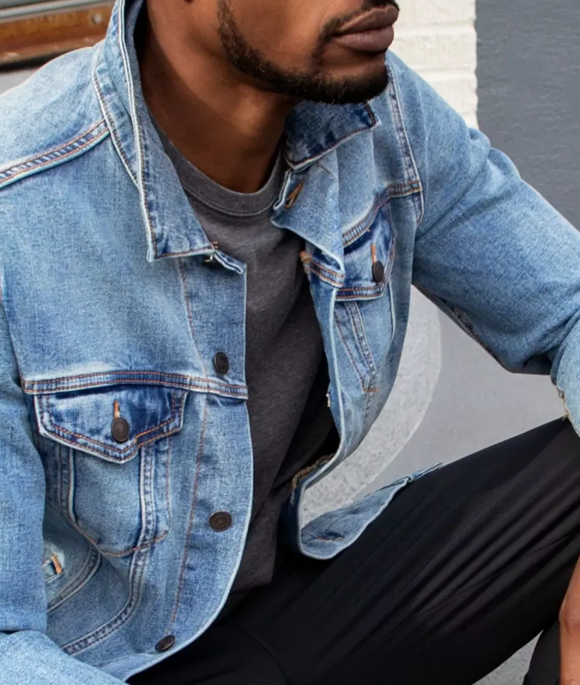 Nayked Apparel Shirts>Men'S Soft Vintage Denim Jacket