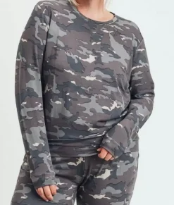 Nayked Apparel Tops>Real Women'S Plus Earth Print Pullover/Discontinued Camo