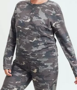 Nayked Apparel Tops>Real Women'S Plus Earth Print Pullover/Discontinued Camo