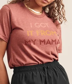 Nayked Apparel Tops>Ridiculously Soft Heather Sueded Graphic Tee | I Got It From My Mama