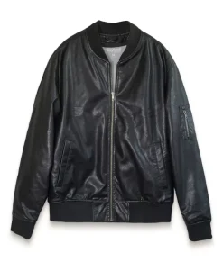 Nayked Apparel Outerwear>Vegan Leather Recycled Bomber Jacket