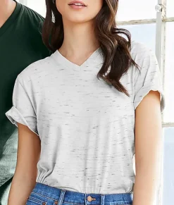 Nayked Apparel Tops>Women'S Marbled Jersey V-Neck T-Shirt