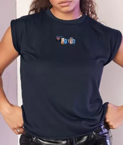 Nayked Apparel Tops>Women'S Ridiculously Soft Flowy Rolled Cuff Muscle Graphic Tee | Loved
