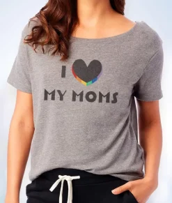 Nayked Apparel T-Shirts>Women'S Ridiculously Soft Vintage Oversized Graphic Tee | I Love My Moms