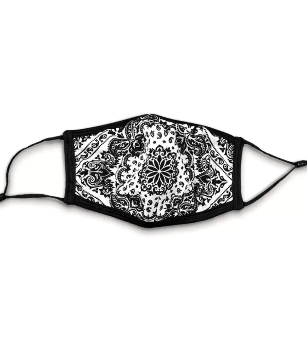 Nayked Apparel Accessories>Women'S Ridiculously Soft Bandana Print 2-Layer Face Mask With Adjustable Ear Loops White