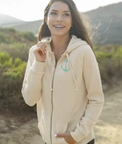 Nayked Apparel Tops>Women'S Ridiculously Soft Graphic California Wave Wash Full Zip Hoodie | Sc Anchor