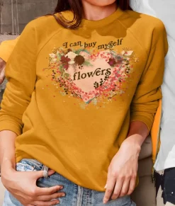 Nayked Apparel Tops>Women'S Ridiculously Soft Oversized Graphic Fleece Pullover | I Can Buy Myself Flowers
