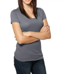 Nayked Apparel Tops>Women'S Ridiculously Soft Lightweight Deep Scoop-Neck T-Shirt