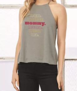 Nayked Apparel Tank Tops>Women'S Ridiculously Soft High Neck Graphic Tank | Mommy