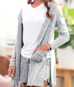 Nayked Apparel Tops>Women'S Ridiculously Soft Cuddle Fleece Lounge Cardigan Oxford