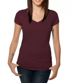 Nayked Apparel Tops>Women'S Ridiculously Soft 100% Cotton Fitted V-Neck T-Shirt