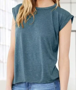 Nayked Apparel T-Shirts>Women'S Ridiculously Soft Flowy Rolled Cuffs Muscle Tee