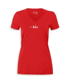 Nayked Apparel T-Shirts>Women'S Ridiculously Soft Deep V Graphic Tee | His Red