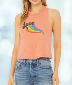 Nayked Apparel T-Shirts>Women'S Ridiculously Soft Cropped Graphic Racerback Tank | Love