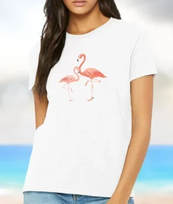 Nayked Apparel Tops>Women'S Ridiculously Soft Lightweight Graphic Tee | Pink Flamingos